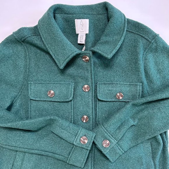 Joie Emerald Green Wool Barn Jacket Shacket Size 1X NWT - Picture 5 of 6